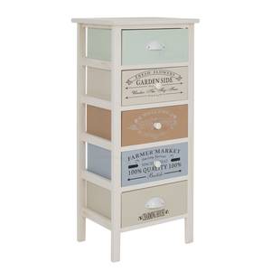 Commode Le Merlan Paulownia massif - Blanc / Multicolore - Hauteur : 86 cm