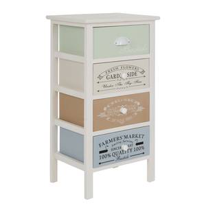 Commode Le Merlan Paulownia massif - Blanc / Multicolore - Hauteur : 72 cm