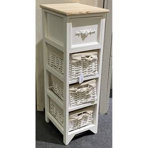 Commode Nagol Sapin massif / Rotin - Blanc / Marron