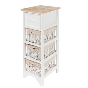 Kommode Nagol Tanne massiv / Rattan - Weiß / Beige