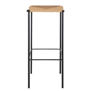 Tabouret de bar Bonao Rotin / Fer - Naturel / Noir