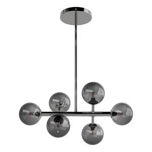 Lampada da soffitto KJUL 6 punti luce Ferro / vetro - Metallo grigio lucido / Vetro fumé