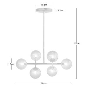 Plafondlamp 6 lichtbronnen ijzer/glas - Glanzend grijs metaal/Rookglas