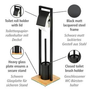 Staande wc-set Bambusa staal/massief bamboehout - zwart