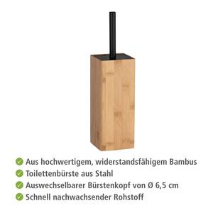 Bad-Accessoire-Set Padua (3-teilig) Bambus / Metall - Natur / Schwarz
