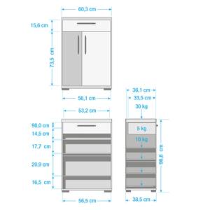 Garderobeset Vendo I (6-delig) hoogglans wit/knoestige eikenhouten look