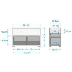 Garderobeset Vendo I (6-delig) hoogglans wit/knoestige eikenhouten look