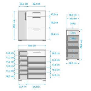 Garderobeset Vendo II (6-delig) hoogglans wit/knoestige eikenhouten look