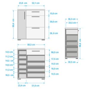 Schoenenkast Vendo III hoogglans wit/knoestige eikenhouten look