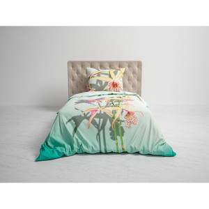 Parure de lit réversible GOTS Isla Satin mako - Vert - 155 x 220 cm + oreiller 80 x 80 cm