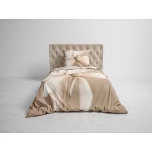 Parure de lit réversible GOTS Lia Satin mako - Beige - 155 x 220 cm + oreiller 80 x 80 cm