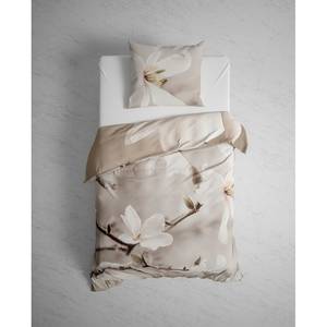 Wendebettwäsche GOTS Lia Mako-Satin - Beige - 155 x 220 cm + Kissen 80 x 80 cm