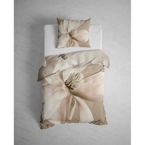Parure de lit réversible GOTS Lia Satin mako - Beige - 155 x 220 cm + oreiller 80 x 80 cm