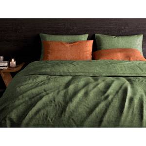 Parure de lit GOTS Franela Flanelle - Vert - 240 x 200/220 cm + 2 oreillers 70 x 60 cm