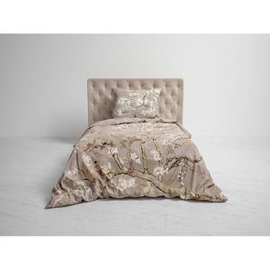 Parure de lit réversible GOTS Boaz Satin mako - Taupe - 155 x 220 cm + oreiller 80 x 80 cm