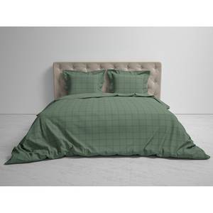 Parure de lit Diamante Satin de coton - Vert - 200 x 200/220 cm + 2 oreillers 70 x 60 cm