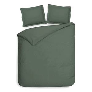 Parure de lit Punto Satin de coton - Vert - 260 x 200/220 cm + 2 oreillers 70 x 60 cm