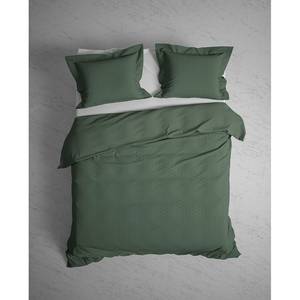 Parure de lit Punto Satin de coton - Vert - 260 x 200/220 cm + 2 oreillers 70 x 60 cm