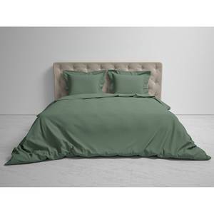 Parure de lit Punto Satin de coton - Vert - 260 x 200/220 cm + 2 oreillers 70 x 60 cm