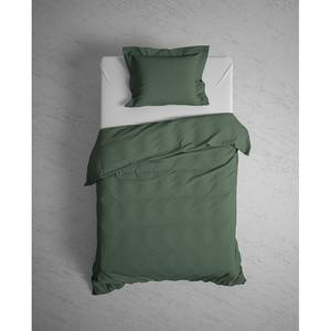 Parure de lit Punto Satin de coton - Vert - 200 x 200/220 cm + 2 oreillers 70 x 60 cm