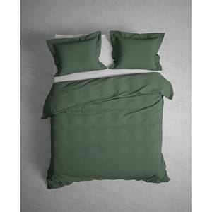 Parure de lit Punto Satin de coton - Vert - 200 x 200/220 cm + 2 oreillers 70 x 60 cm