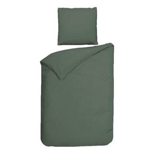 Parure de lit Punto Satin de coton - Vert - 135 x 200 cm + oreiller 80 x 80 cm