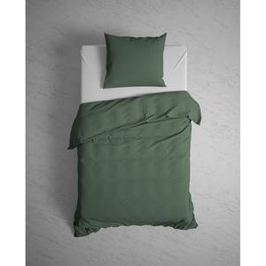 Parure de lit Punto Satin de coton - Vert - 135 x 200 cm + oreiller 80 x 80 cm
