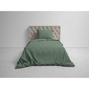 Parure de lit Punto Satin de coton - Vert - 135 x 200 cm + oreiller 80 x 80 cm