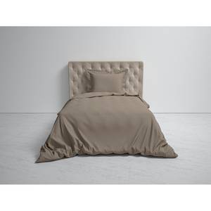 Parure de lit Punto Satin de coton - Taupe - 140 x 200/220 cm + oreiller 70 x 60 cm