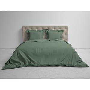 Parure de lit Banda Satin de coton - Vert olive - 200 x 200/220 cm + 2 oreillers 70 x 60 cm