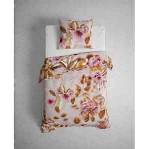 Parure de lit réversible GOTS Rosie Sergé de coton - Rose - 155 x 220 cm + oreiller 80 x 80 cm