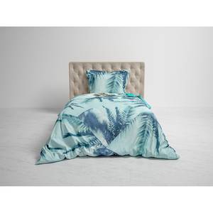 Parure de lit réversible GOTS Jaron Satin mako - Bleu - 260 x 200/220 cm + 2 oreillers 70 x 60 cm