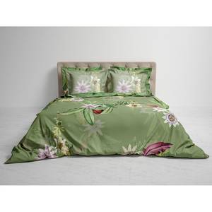 Parure de lit réversible GOTS Safan Satin mako - Vert - 240 x 200/220 cm + 2 oreillers 70 x 60 cm