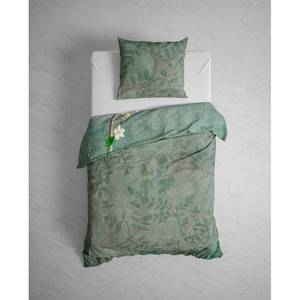 Parure de lit réversible GOTS Bliss Sergé de coton - Vert - 155 x 220 cm + oreiller 80 x 80 cm