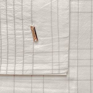 Parure de lit Kagusa Percale - Blanc cassé / Gris - 140 x 200/220 cm + oreiller 70 x 60 cm