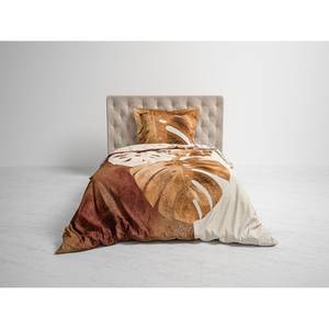Parure de lit réversible GOTS Roca Satin mako - Marron - 140 x 200/220 cm + oreiller 70 x 60 cm