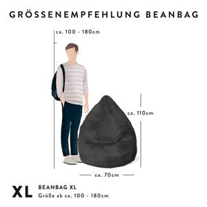 Beanbag Fluffy XL Grün - Textil - 70 x 110 x 70 cm