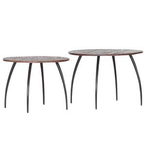 Tables basses Baraco (lot de 2) Acacia massif / Métal - Acacia marron / Noir