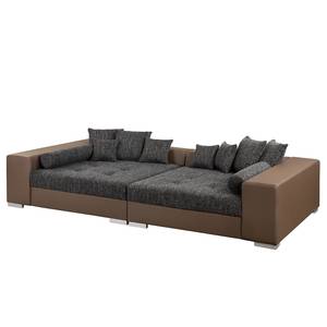 Bigsofa Canton I Kunstleder / Strukturstoff - Braun / Grau