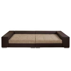 Divano Canton I Similpelle / Tessuto strutturato - Marrone / Beige