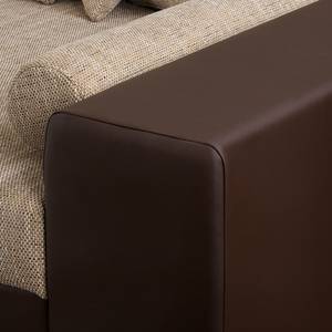 Grand canapé Canton I Imitation cuir / Tissu structuré - Marron / Beige