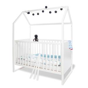 Lit cabane Hilda Blanc - En partie en bois massif - 82 x 175 x 147 cm