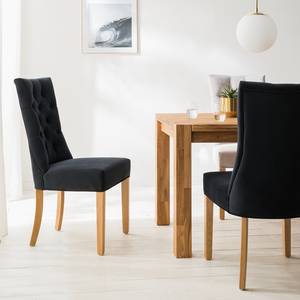 Chaises capitonnées Waroona 2 (lot de 2) Noir - Chêne clair