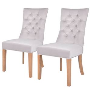 Chaises capitonnées Waroona 2 (lot de 2) Gris clair - Chêne clair