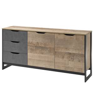 Credenza Cocody II Effetto quercia del Montana / Grigio