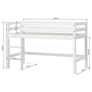 Halfhoog bed Construction II 70 x 160cm - Zonder matras - Met ladder
