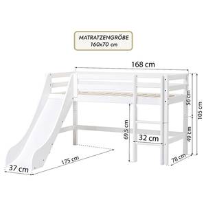 Lit mezzanine Winter Wonderland II 70 x 160cm - Sans matelas - Avec toboggan