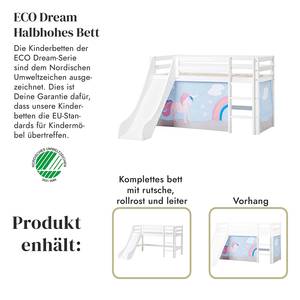 Halfhoog bed Unicorn II 70 x 160cm - Zonder matras - Met glijbaan