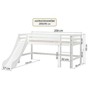 Lit mezzanine Winter Wonderland II 90 x 200cm - Matelas de mousse visco-élastique et mousse froide - Avec toboggan