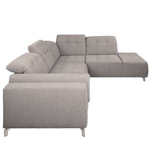 Ecksofa Miches Webstoff - Granit - Ottomane davorstehend rechts